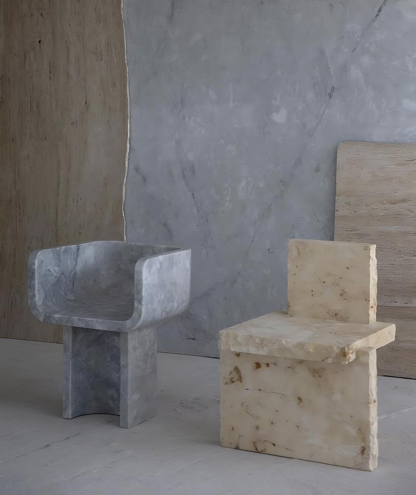 Mexican Brancusi inspired Carrara marble art furniture sculptural chair handmade For Sale