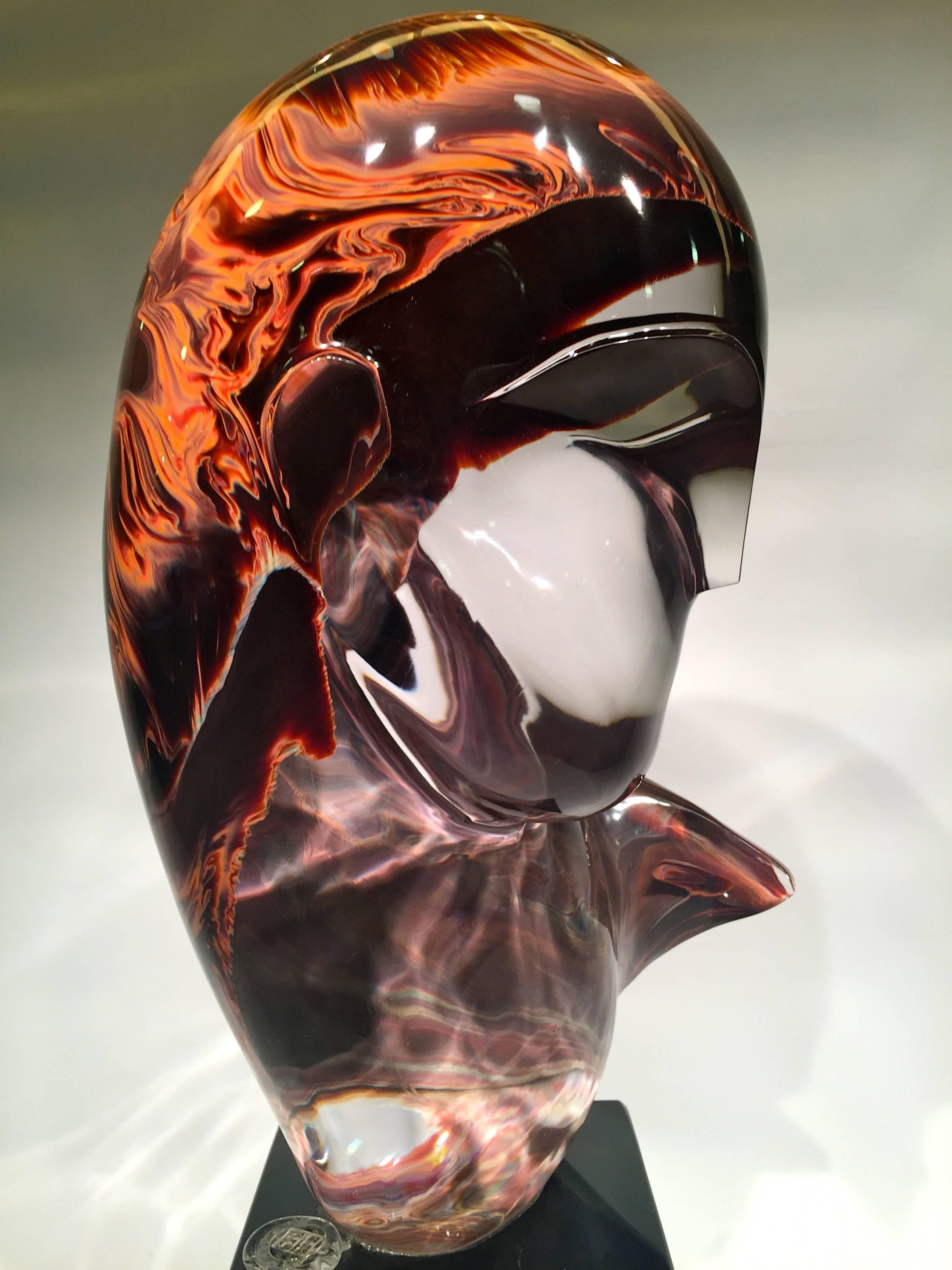 Mid-Century Modern CONSTANTIN BRANCUSI, Artistic Murano Blown Glass Bust by Dino Rosin, circa 1970s For Sale