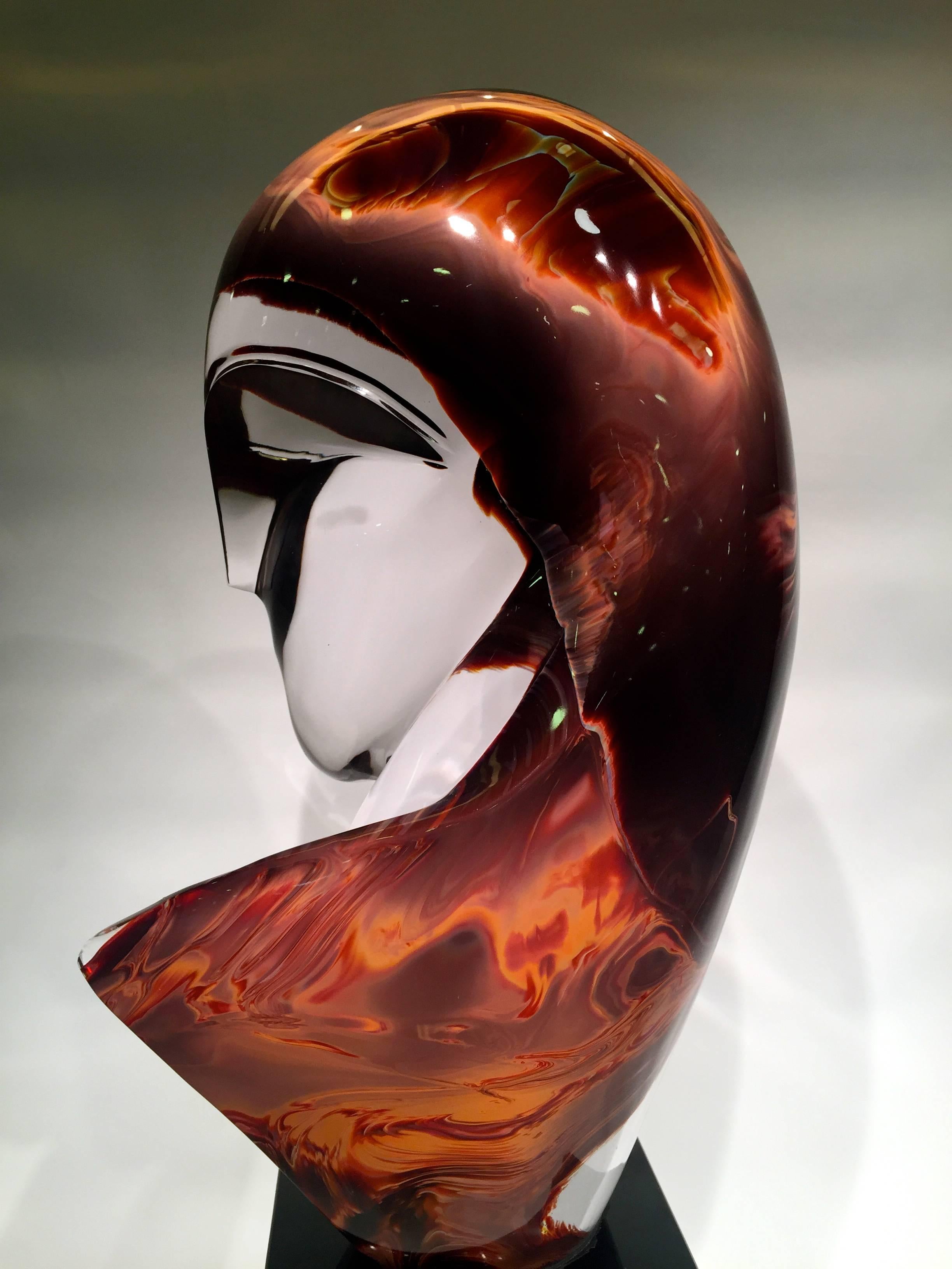 CONSTANTIN BRANCUSI, Artistic Murano Blown Glass Bust by Dino Rosin, circa 1970s In Excellent Condition For Sale In Rio de Janeiro, RJ