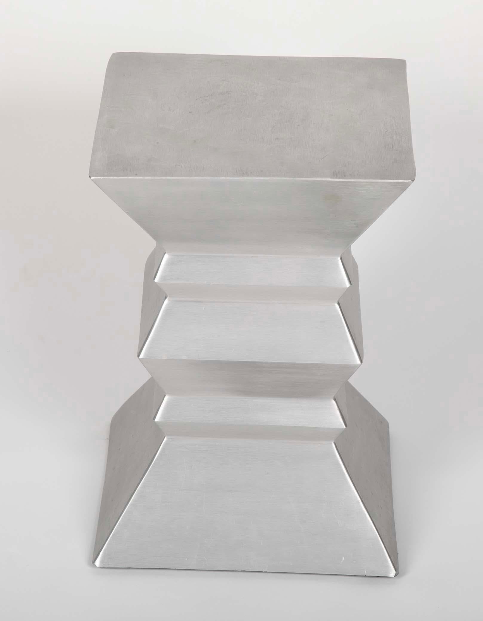 American Brancusi Style Aluminum Side Tables, a Set of Three