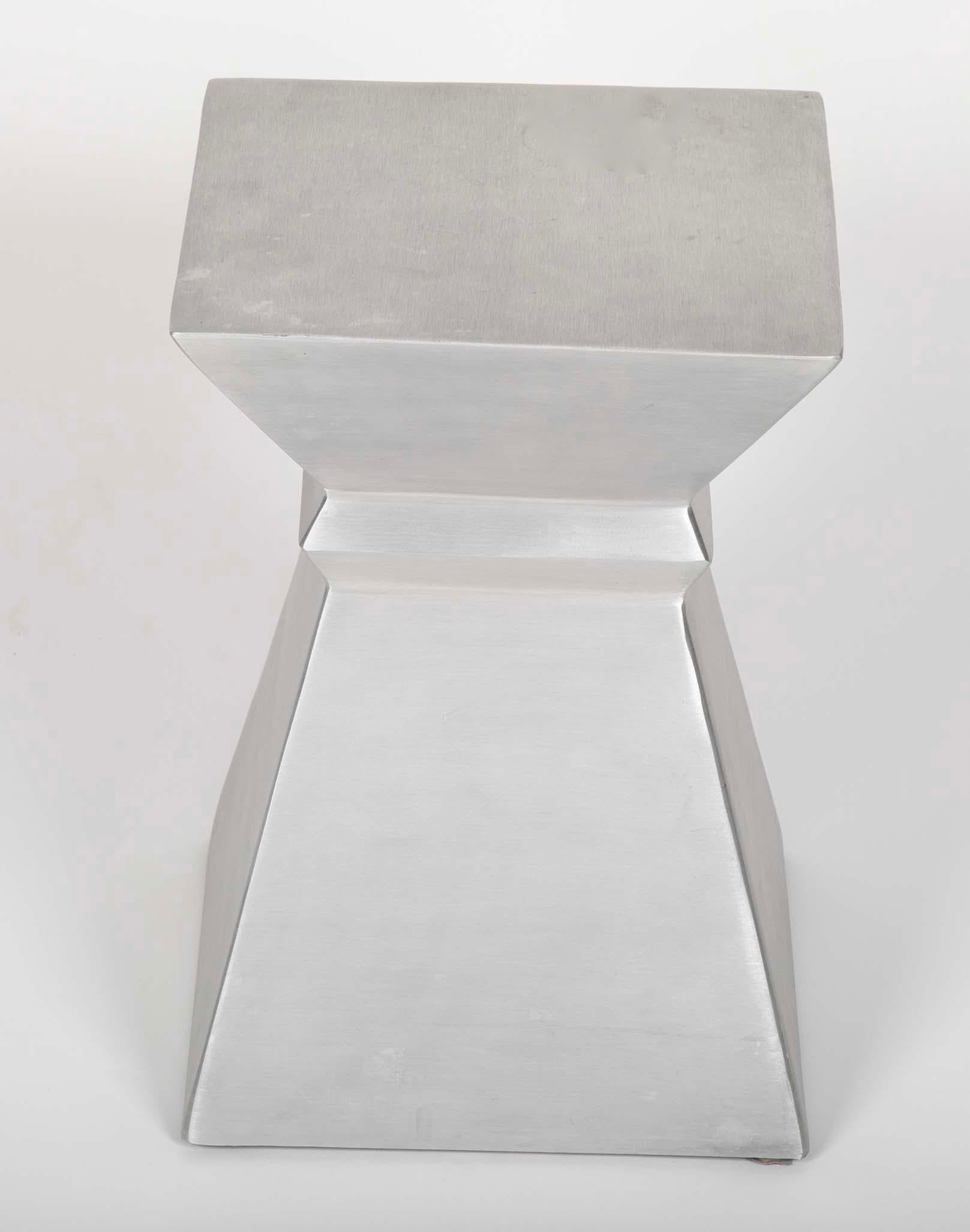 20th Century Brancusi Style Aluminum Side Tables, a Set of Three