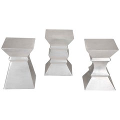 Brancusi Style Aluminum Side Tables, a Set of Three