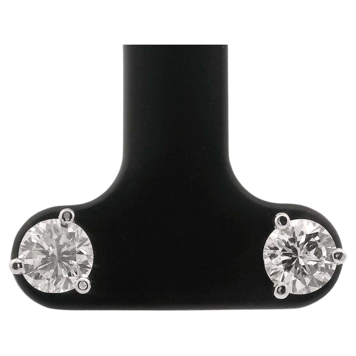 Brand New 1.2cttw Natural Diamond Stud Earrings in 14k White Gold For Sale