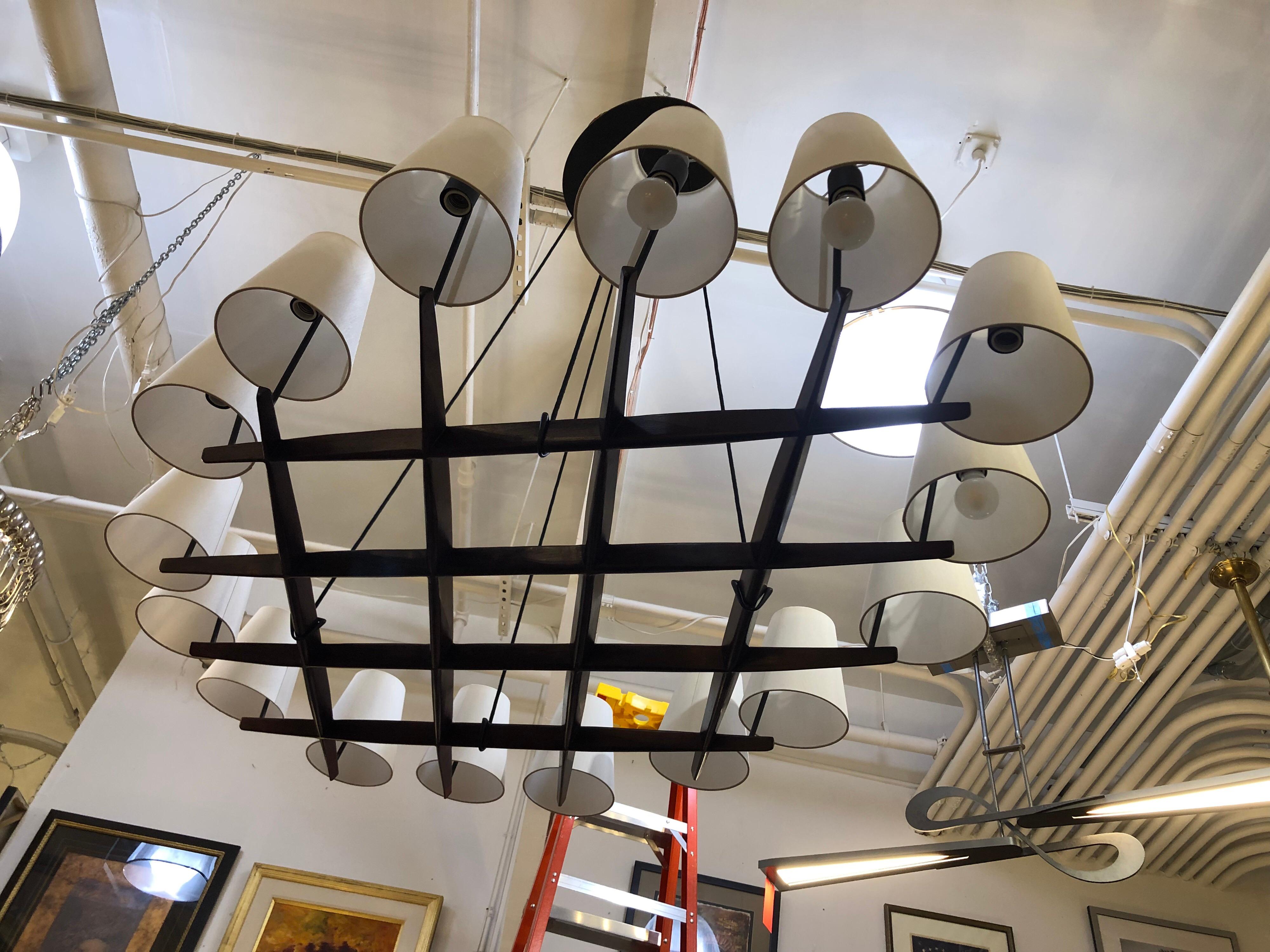 We presents a Hallstatt chandelier by J.T. Kalmar. Manufactured by Johnathan Browning. Straight out of the crate and ready to be showcased. Designed more than two decades after the launch of the Admont and Holzstern luminaires, the chandelier