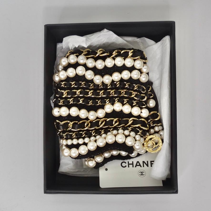 Brand New 2020 Chanel Leather Chain Fingerless Gloves 6