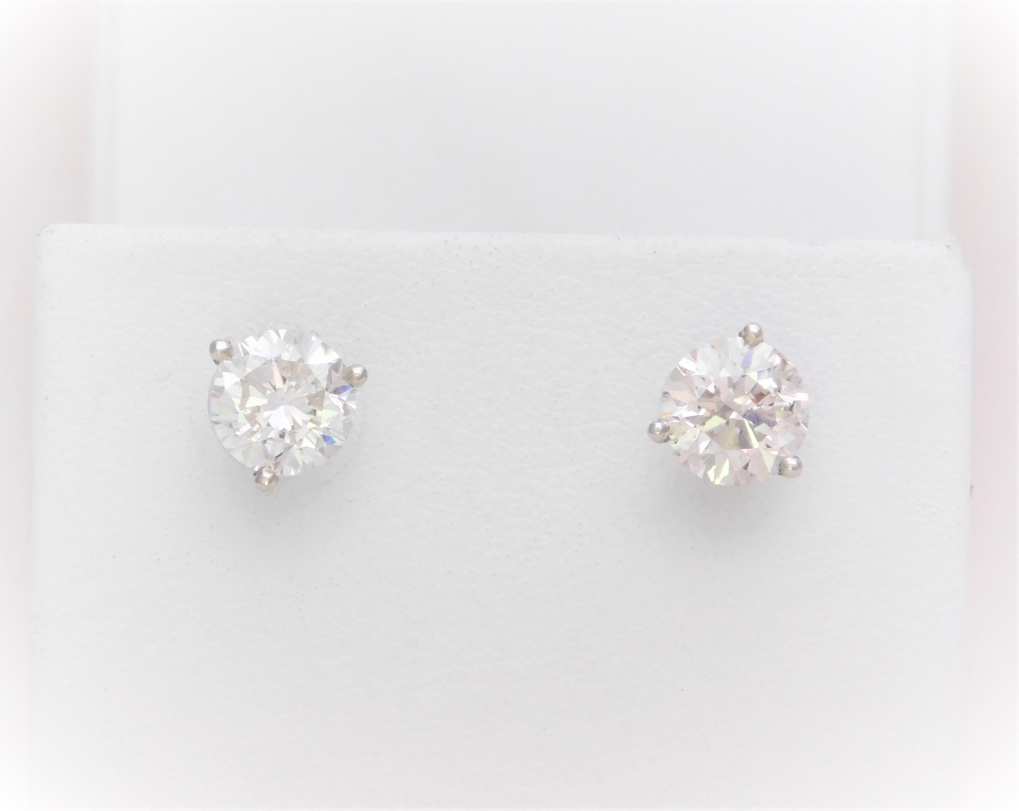 Modern Brand New 2.06 Carat Round Brilliant-Cut Diamond Stud Earrings For Sale