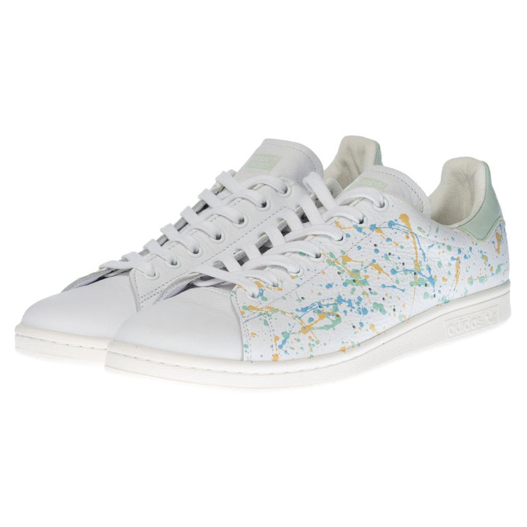 Brand New Adidas Stan Smith All White sneakers customized Jackson Pollock  For Sale at 1stDibs