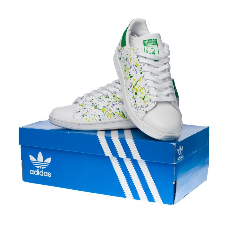 Brand New Adidas Stan Smith All White sneakers customized Jackson Pollock  For Sale at 1stDibs | jv44dmtn00197