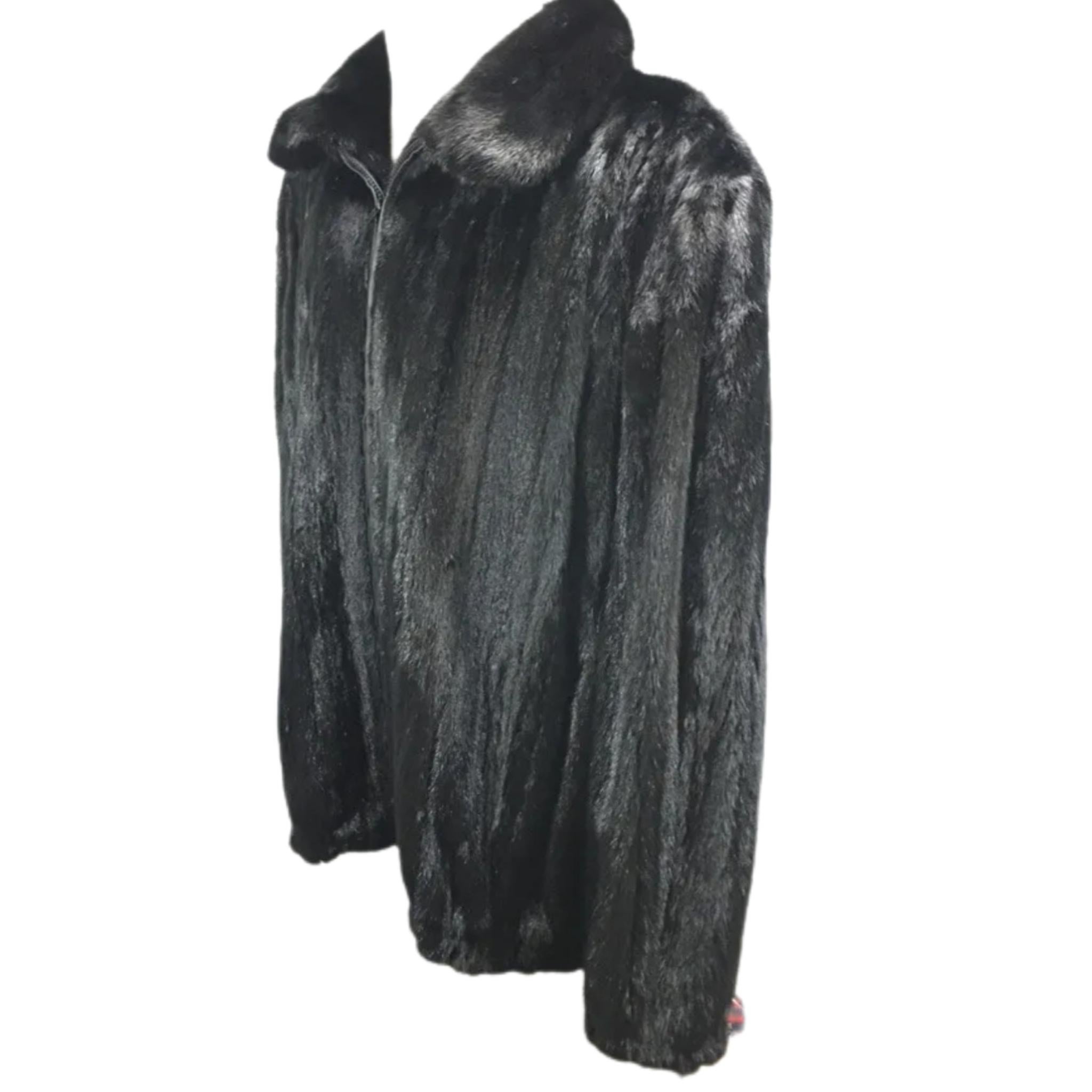 Brand new Big Tall Blackglama Men's mink fur coat bomber jacket size 2 XL For Sale 1