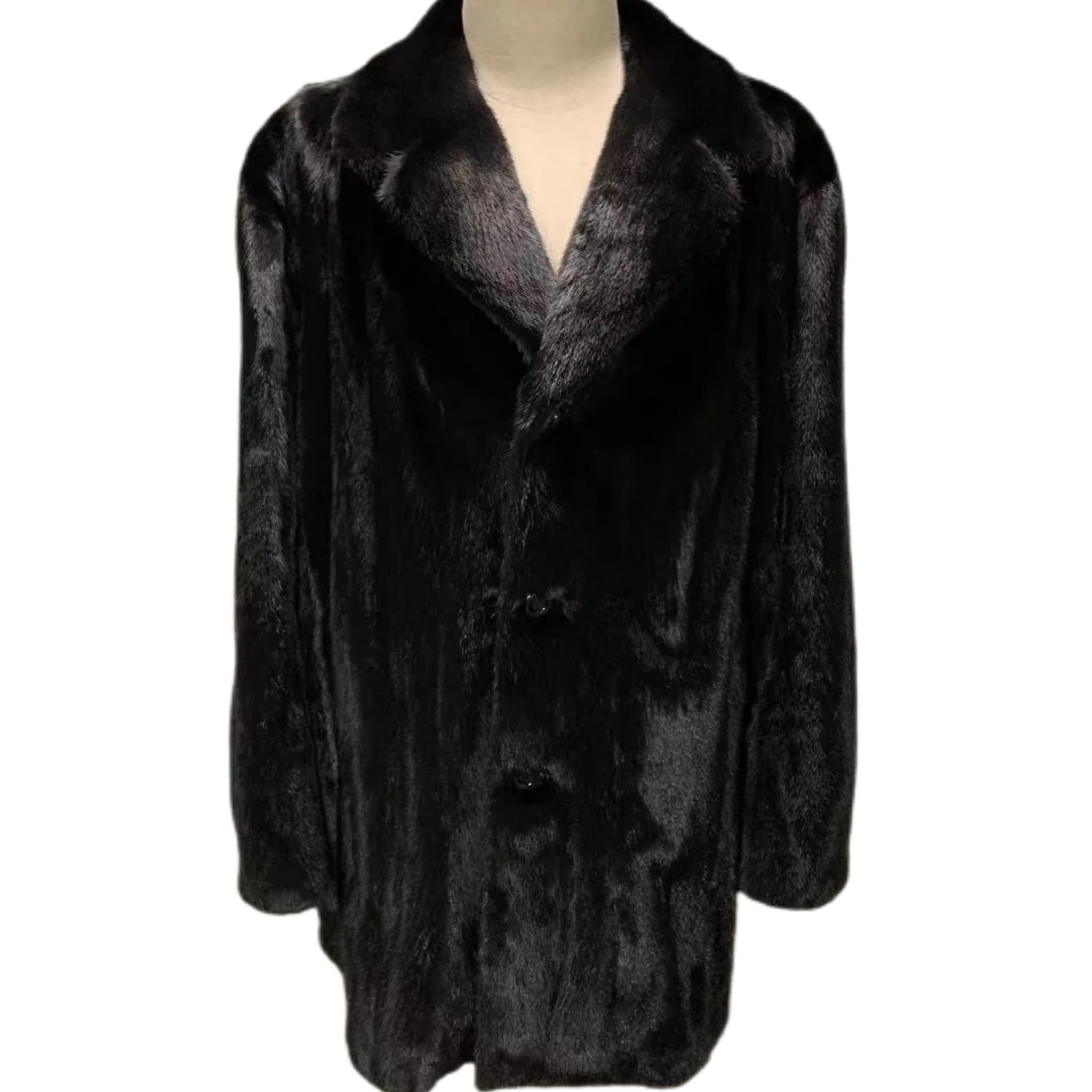 Brand new Big Tall Blackglama Men's mink fur coat parka jacket size 2 XL For Sale 3