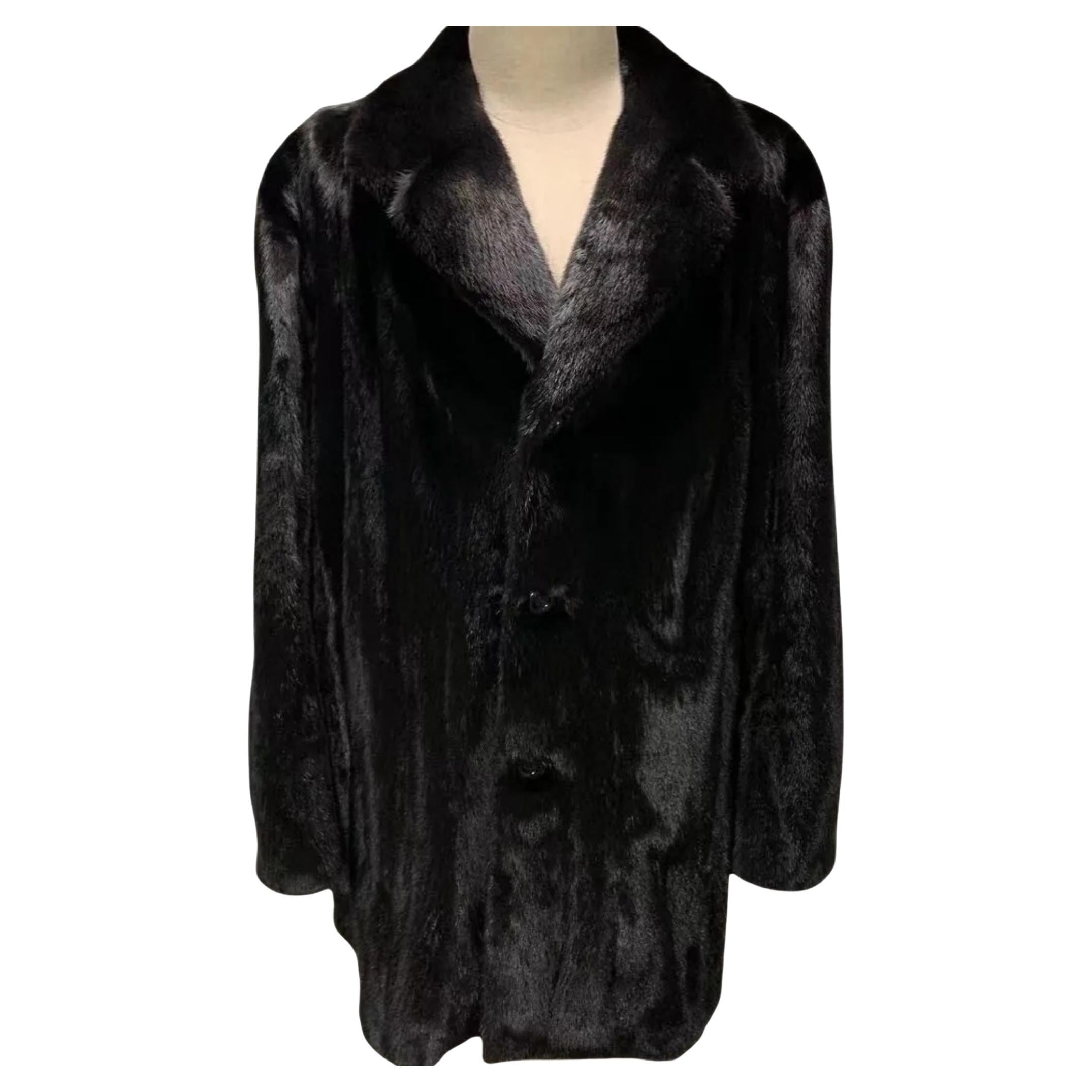 Brand new Big Tall Blackglama Men's mink fur coat parka jacket size 2 XL For Sale