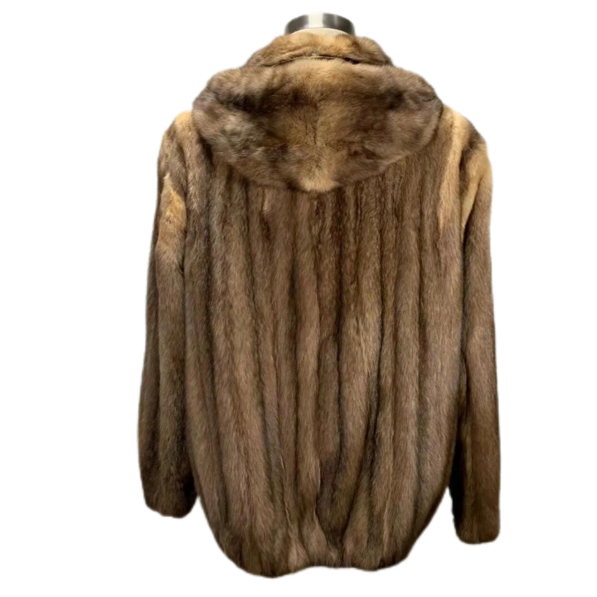 Brand new Big Tall  Men's Russian sable fur coat bomber jacket size 2 XL For Sale 1