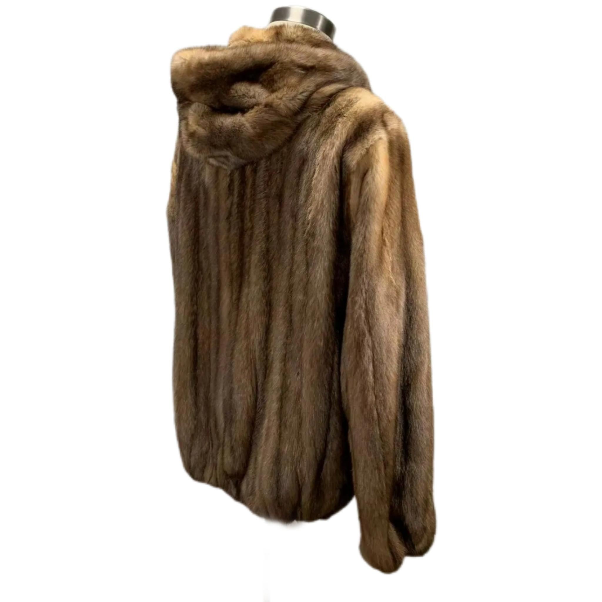 Brand new Big Tall  Men's Russian sable fur coat bomber jacket size 2 XL For Sale 3