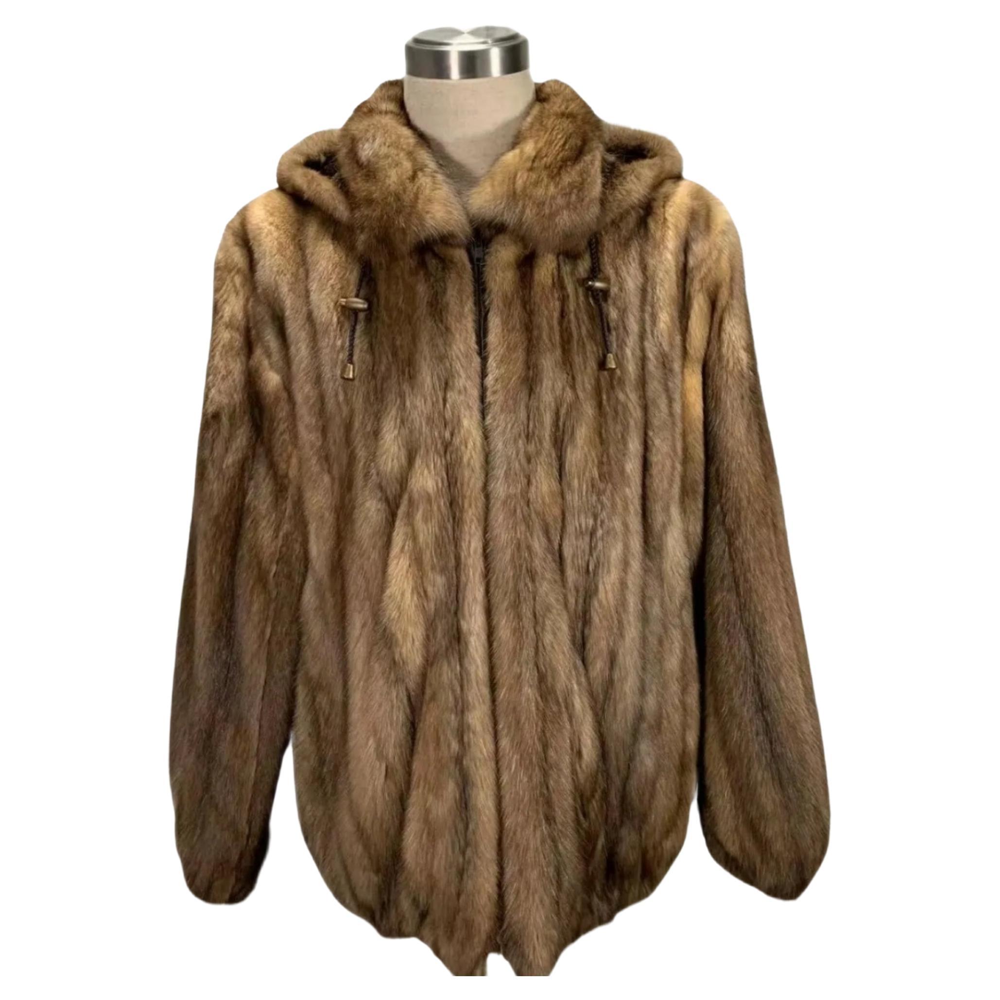 Brand new Big Tall  Men's Russian sable fur coat bomber jacket size 2 XL For Sale