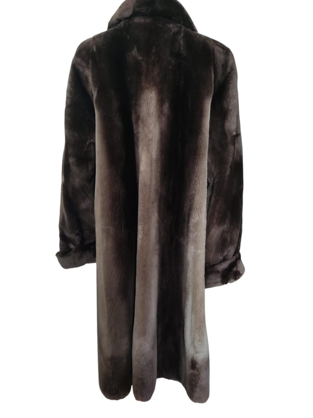 Brand New  Birger Christensen Sheared Beaver Fur Coat with Fur Trim (Size 14) 6