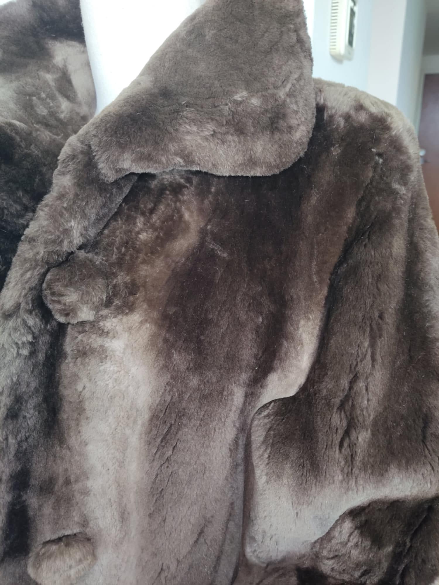 Brand New  Birger Christensen Sheared Beaver Fur Coat with Fur Trim (Size 14) 10