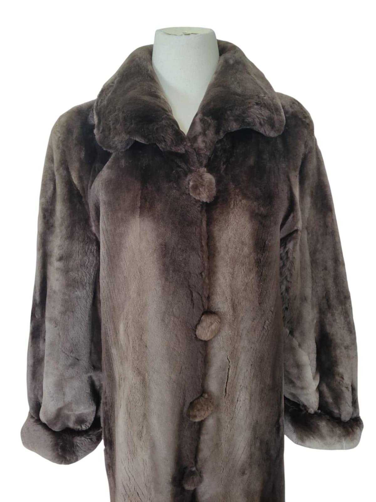 Black Brand New  Birger Christensen Sheared Beaver Fur Coat with Fur Trim (Size 14)