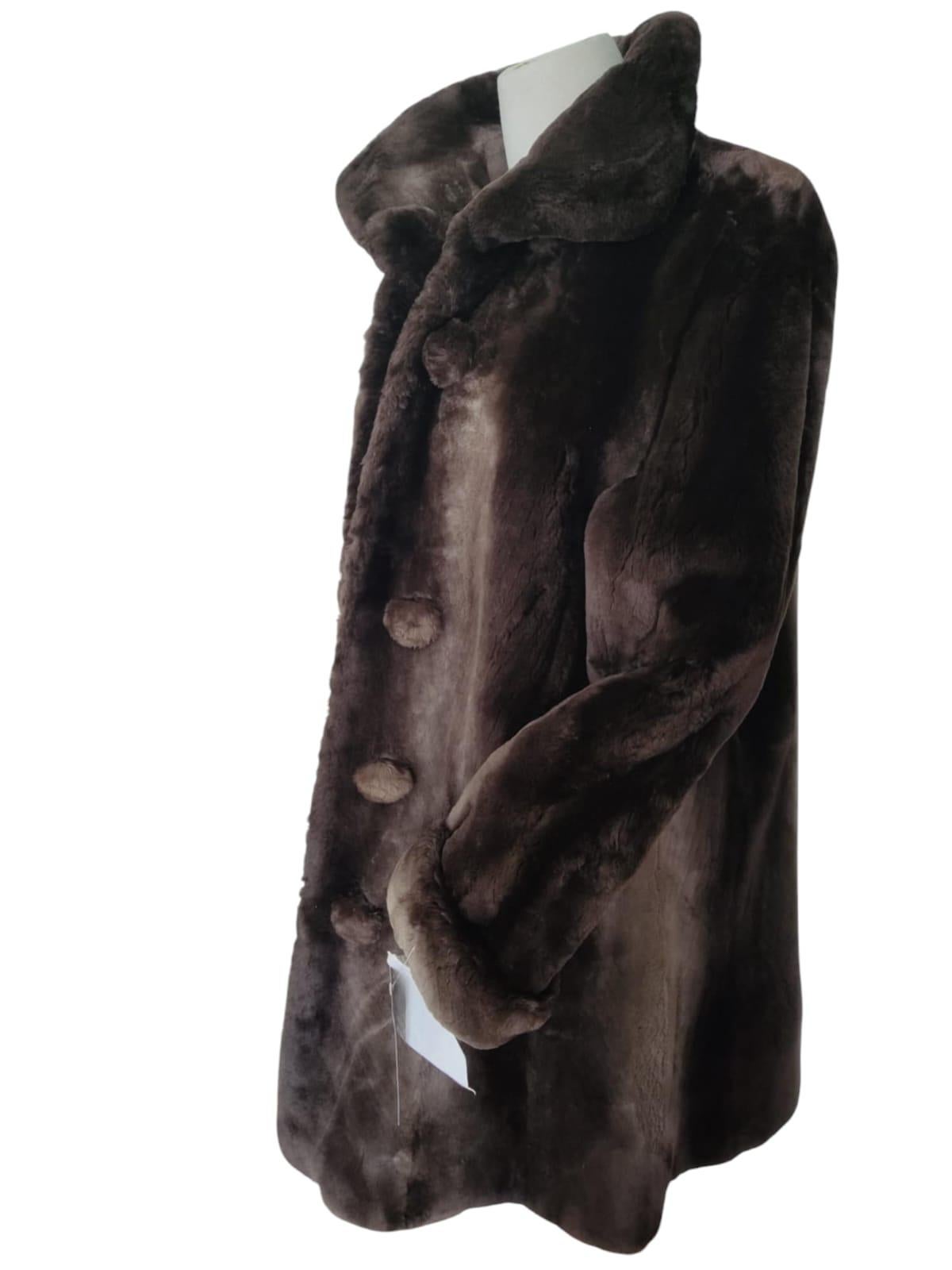 Women's Brand New  Birger Christensen Sheared Beaver Fur Coat with Fur Trim (Size 14)