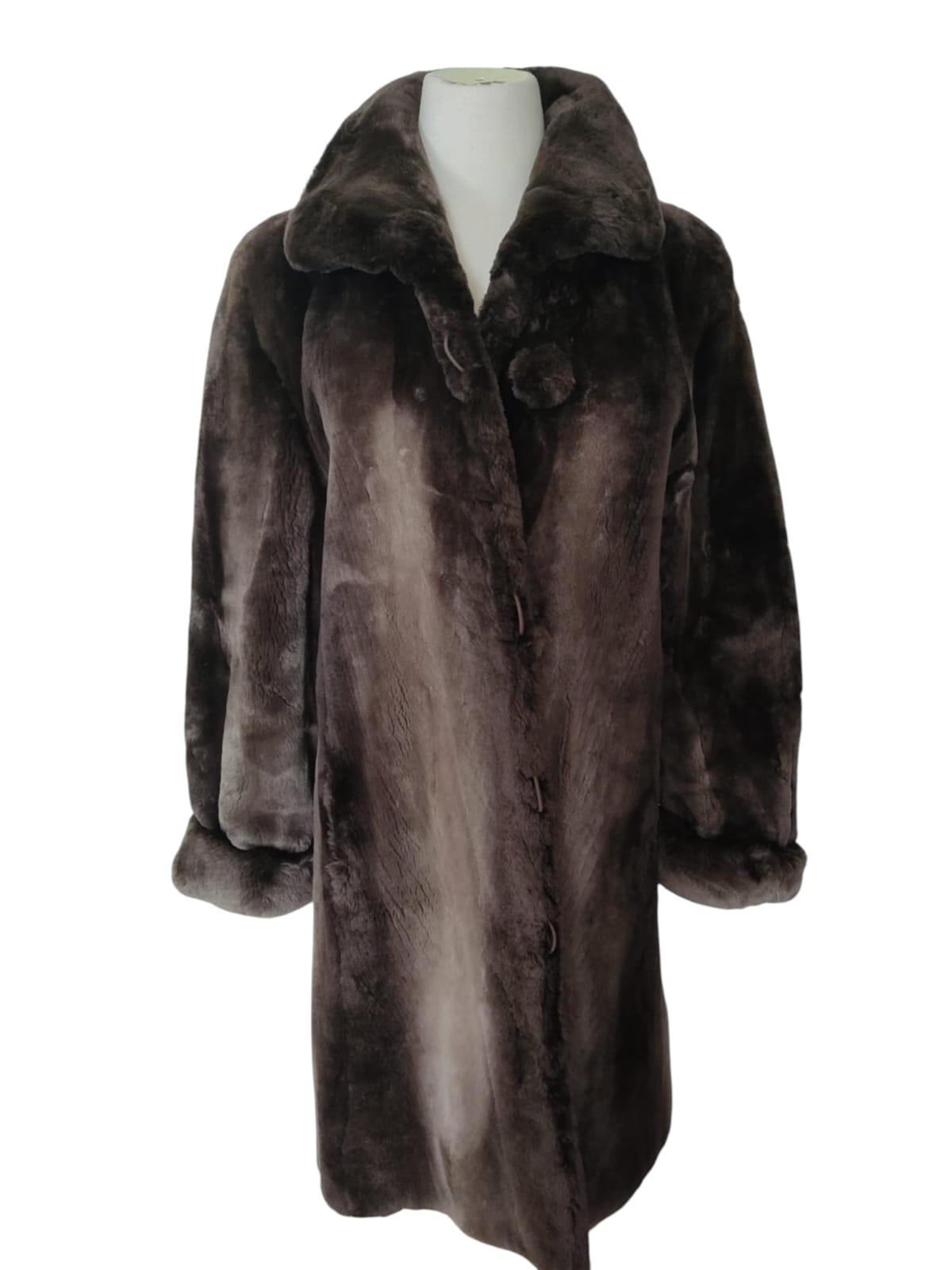 Brand New  Birger Christensen Sheared Beaver Fur Coat with Fur Trim (Size 14) 1