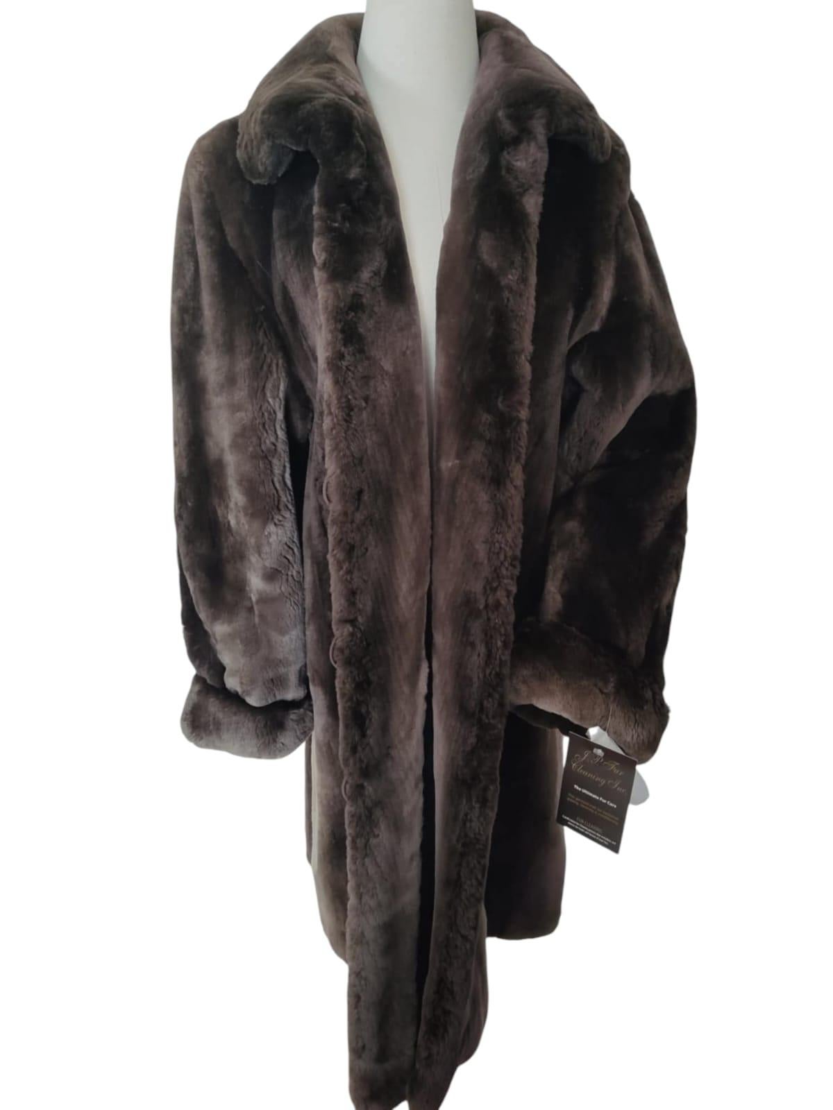 Brand New  Birger Christensen Sheared Beaver Fur Coat with Fur Trim (Size 14) 4