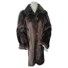 Brand New Birger Christensen Sheared Beaver Fur Coat with Fur Trim (Size 14)