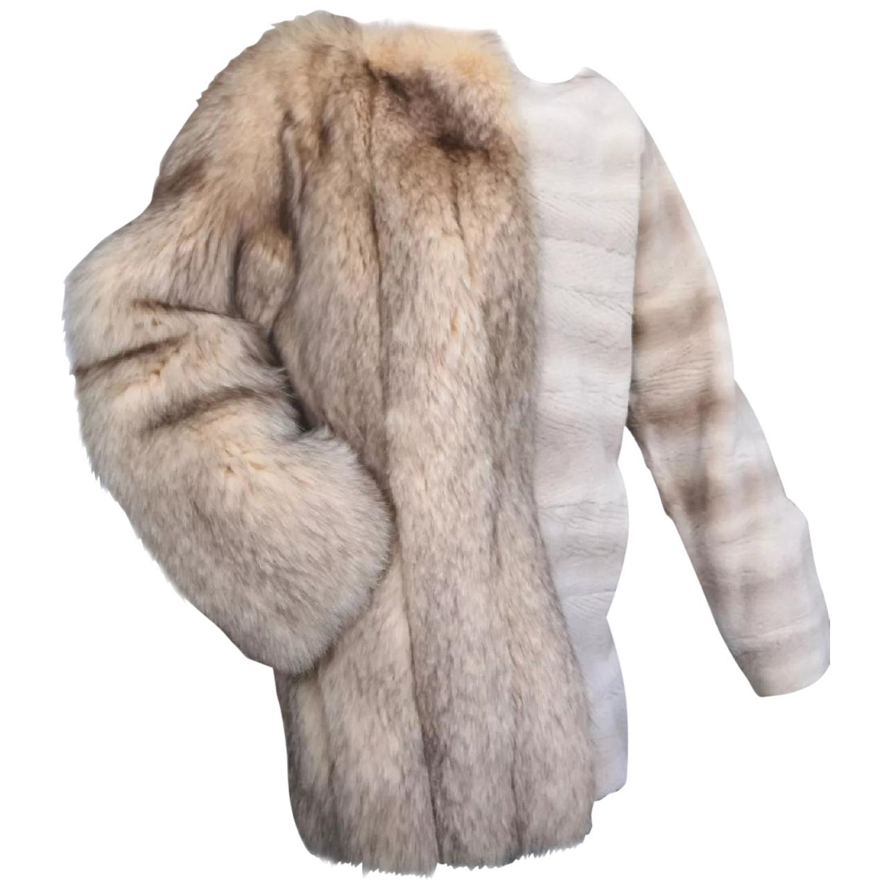 Brand New Birger Christensen Sheared Mink and Fox Fur Sweater coat (Size 10 -M) For Sale