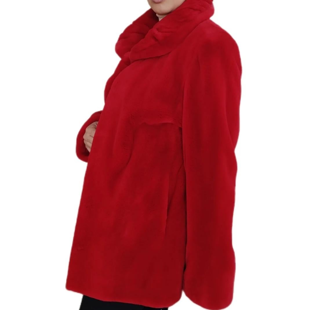 Brand new Birger Christensen manteau de fourrure de vison tondus rouge 12 en vente 6