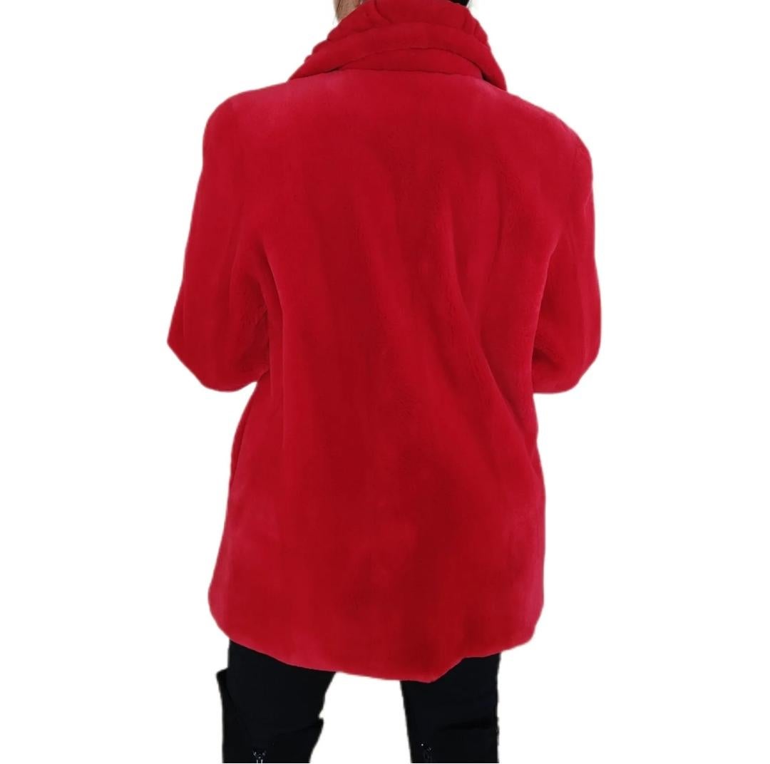 Brand new Birger Christensen manteau de fourrure de vison tondus rouge 12 en vente 9