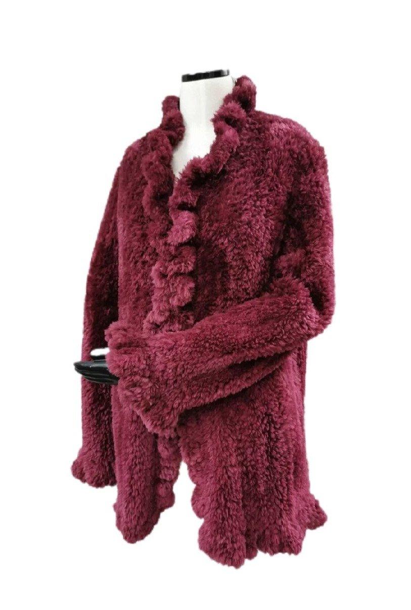 Bisang Couture Knitted Sheared Beaver Fur Cardigan (Size 14 - Large) coat In Excellent Condition In Montreal, Quebec