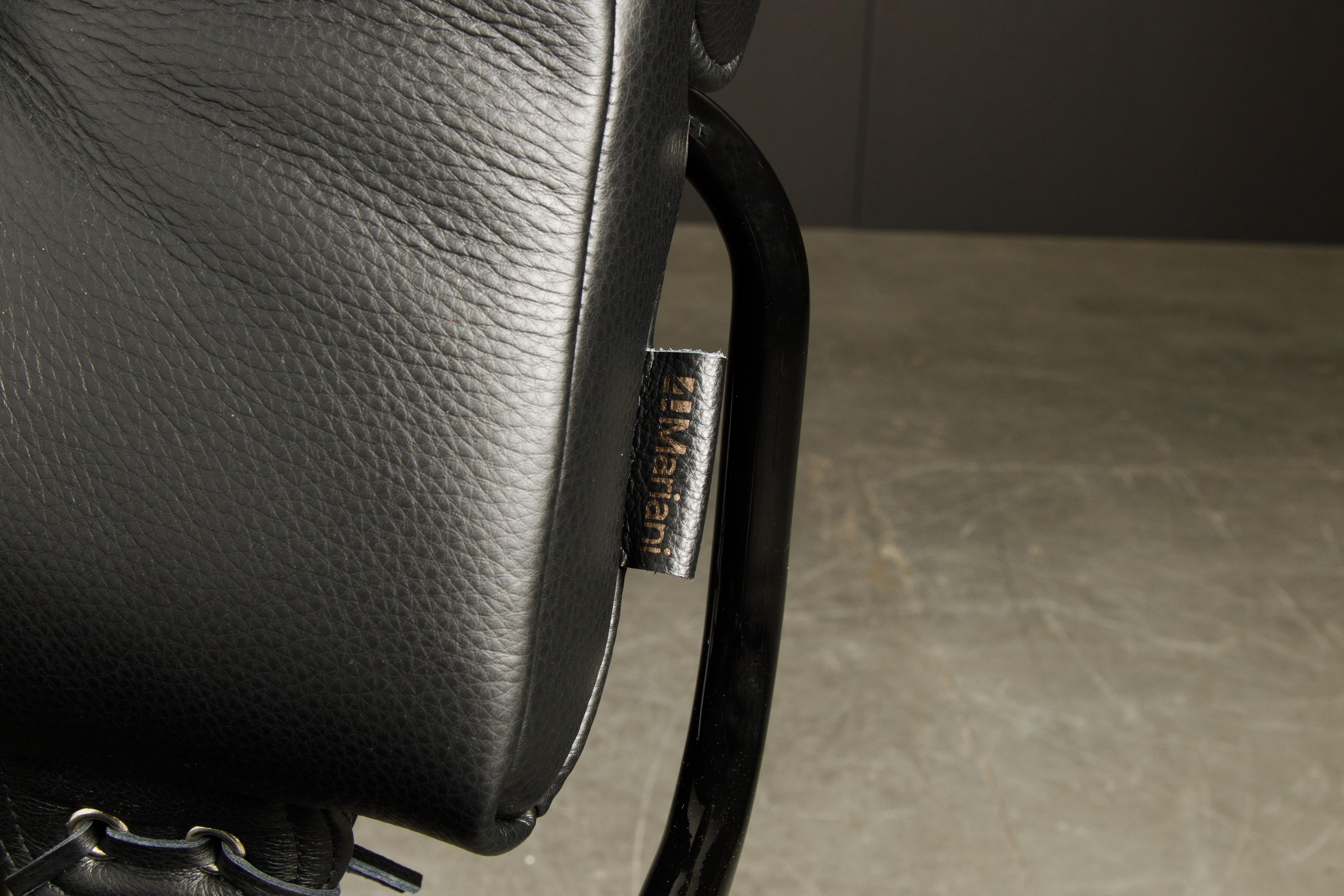Brandneue schwarze Tucroma-Stühle aus Leder von Guido Faleschini für Mariani, signiert im Angebot 9