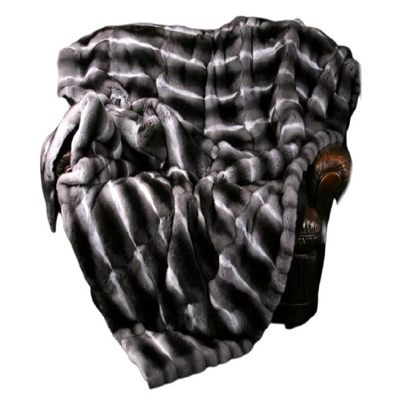 Brand New Black Velvet Chinchilla Fur blanket Mink fur (Queen Size 90