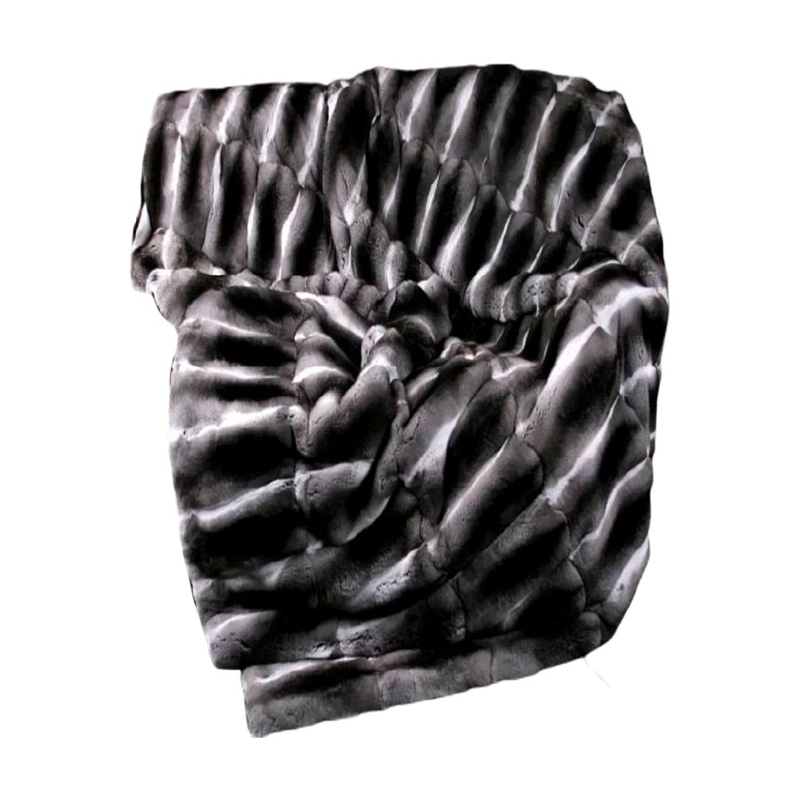 Brand New Black Velvet Chinchilla Fur blanket Mink fur (Queen Size 90"x100")