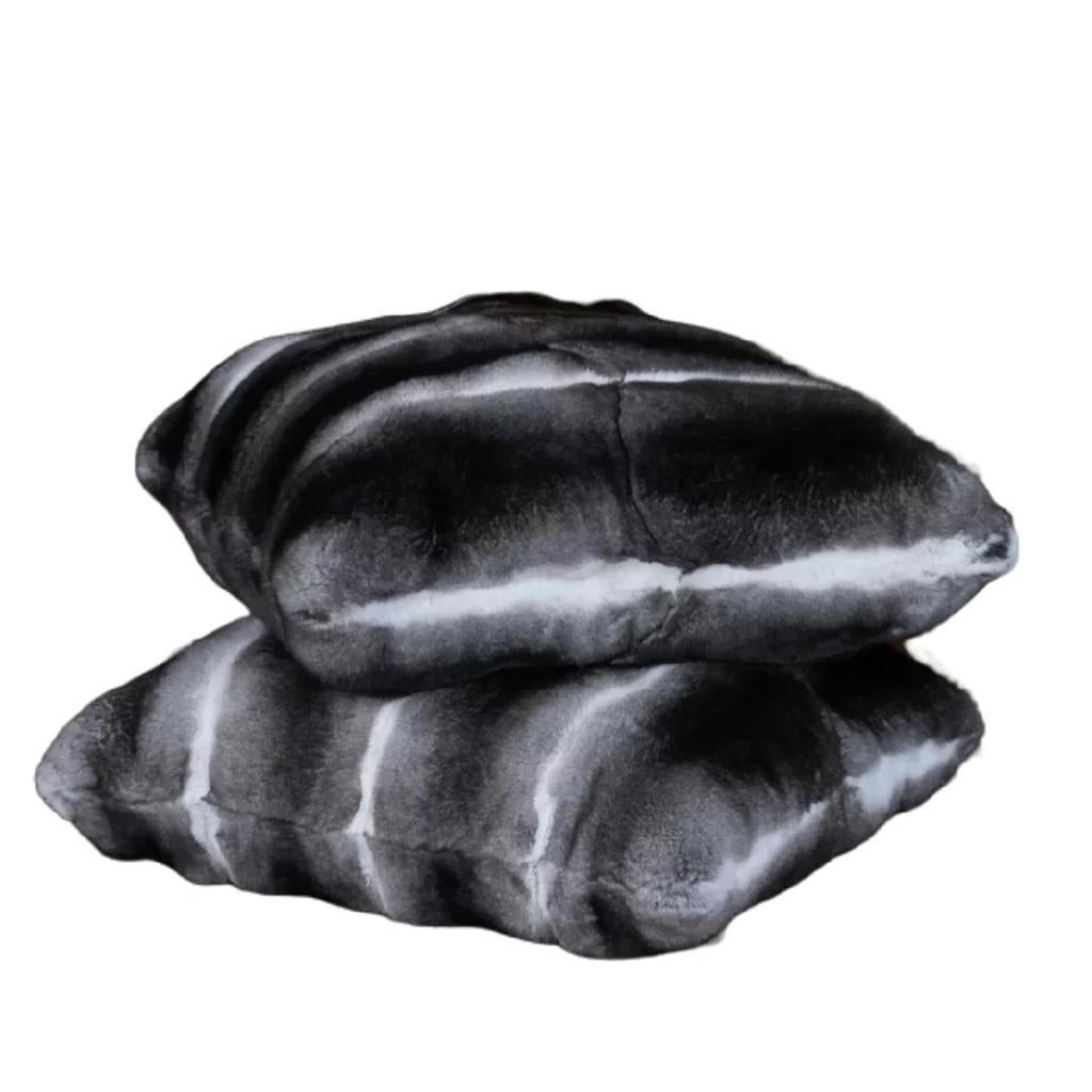 Women's or Men's Brand New Black Velvet Chinchilla Fur Pillows (12
