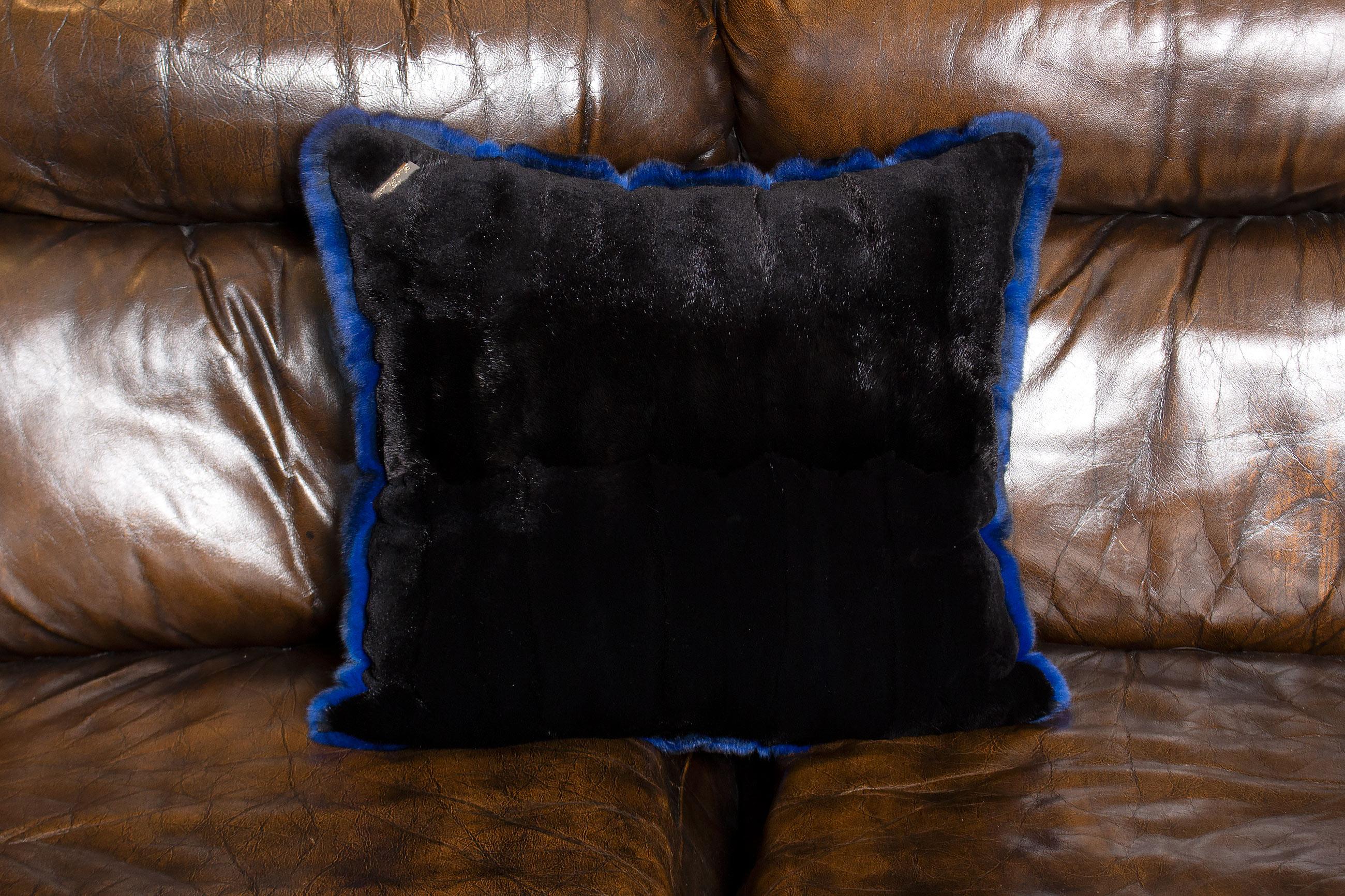 Brand New Black Velvet Chinchilla Fur Pillows (12