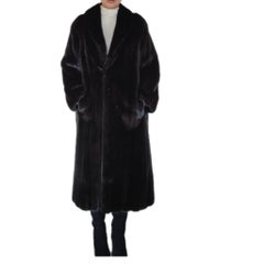 Brand New Blackglama pitch schwarzer Nerzpelzmantel (Größe 14 - Large)
