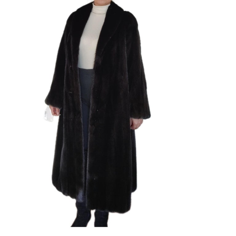 Brand New Blackglama pitch black Mink Fur Coat (Size 14 - Large) For ...