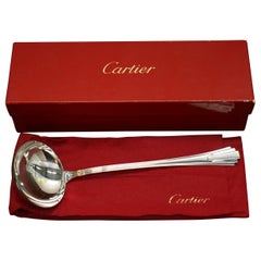 Brand New & Boxed Large Cartier Solid Sterling Silver & Gold Soup Ladle