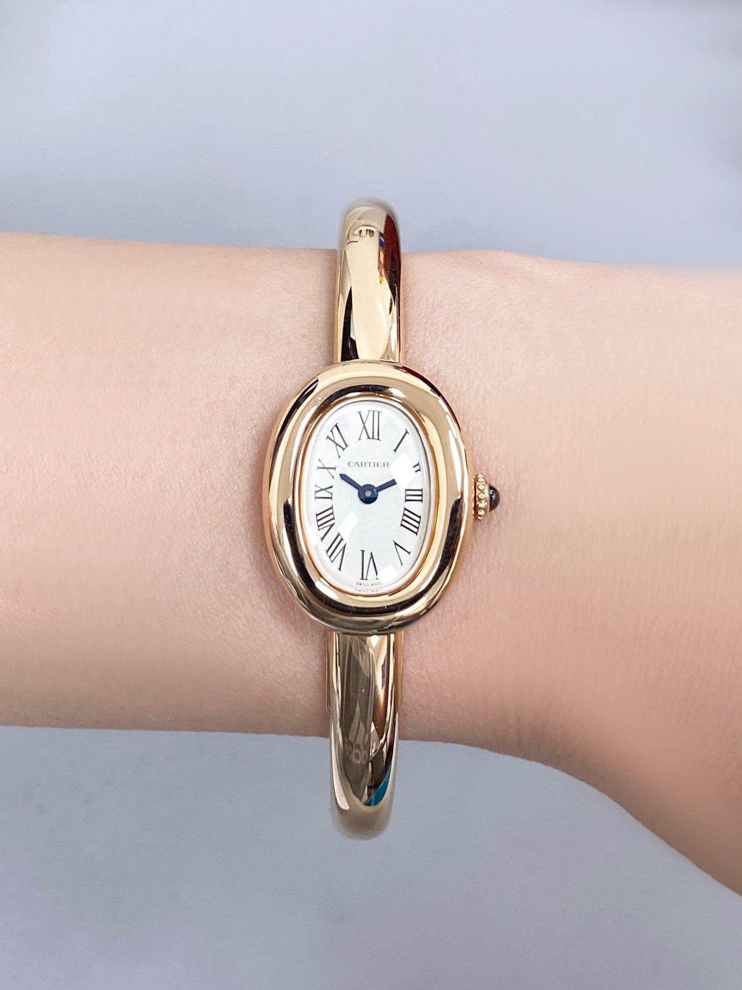 Brand New Cartier Baignoire WGBA0036 Größe 17 Damenuhr Box Papiere im Angebot 6