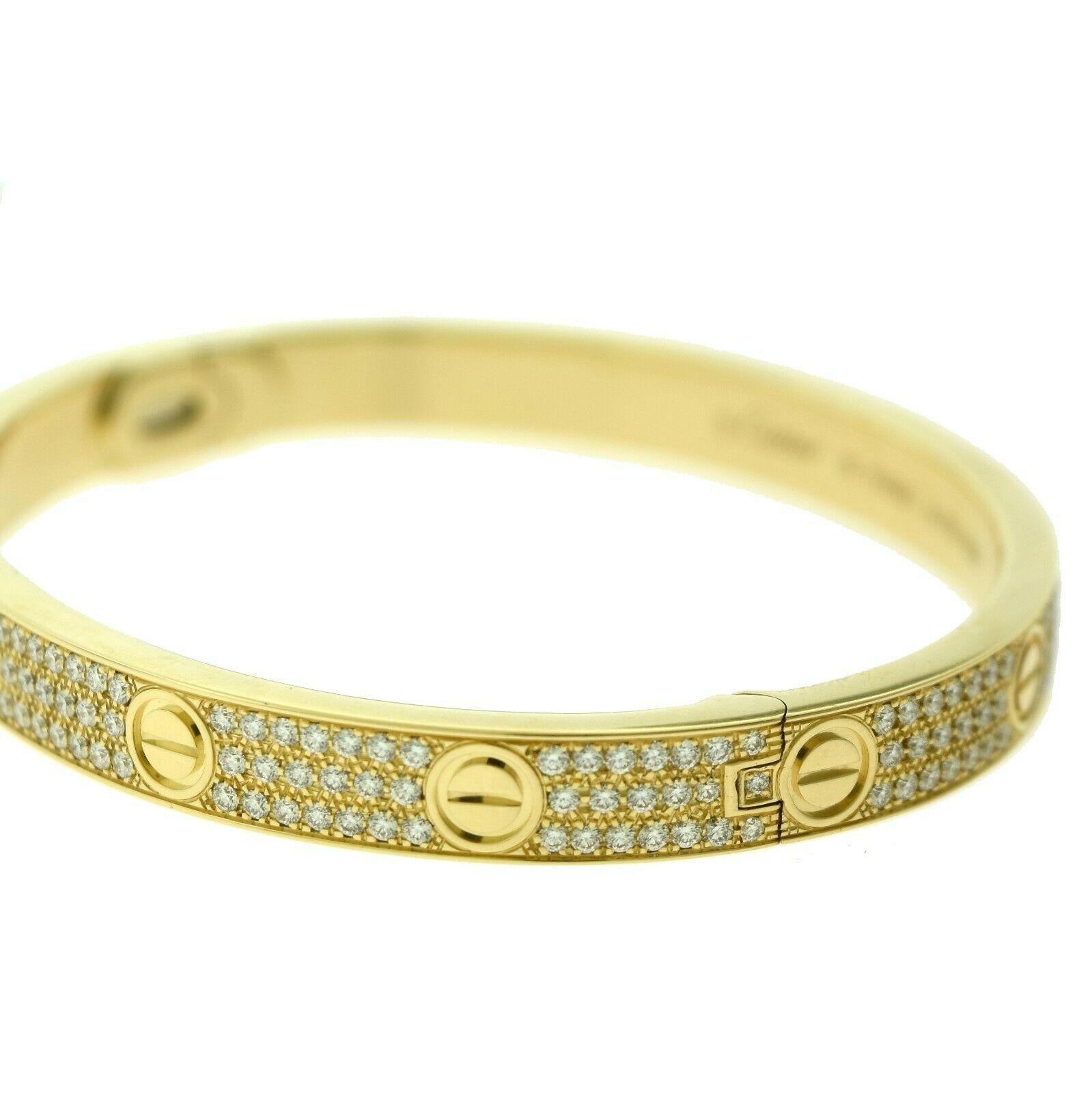 Brand New Cartier Love Bracelet Diamond-Paved in Yellow Gold For Sale ...