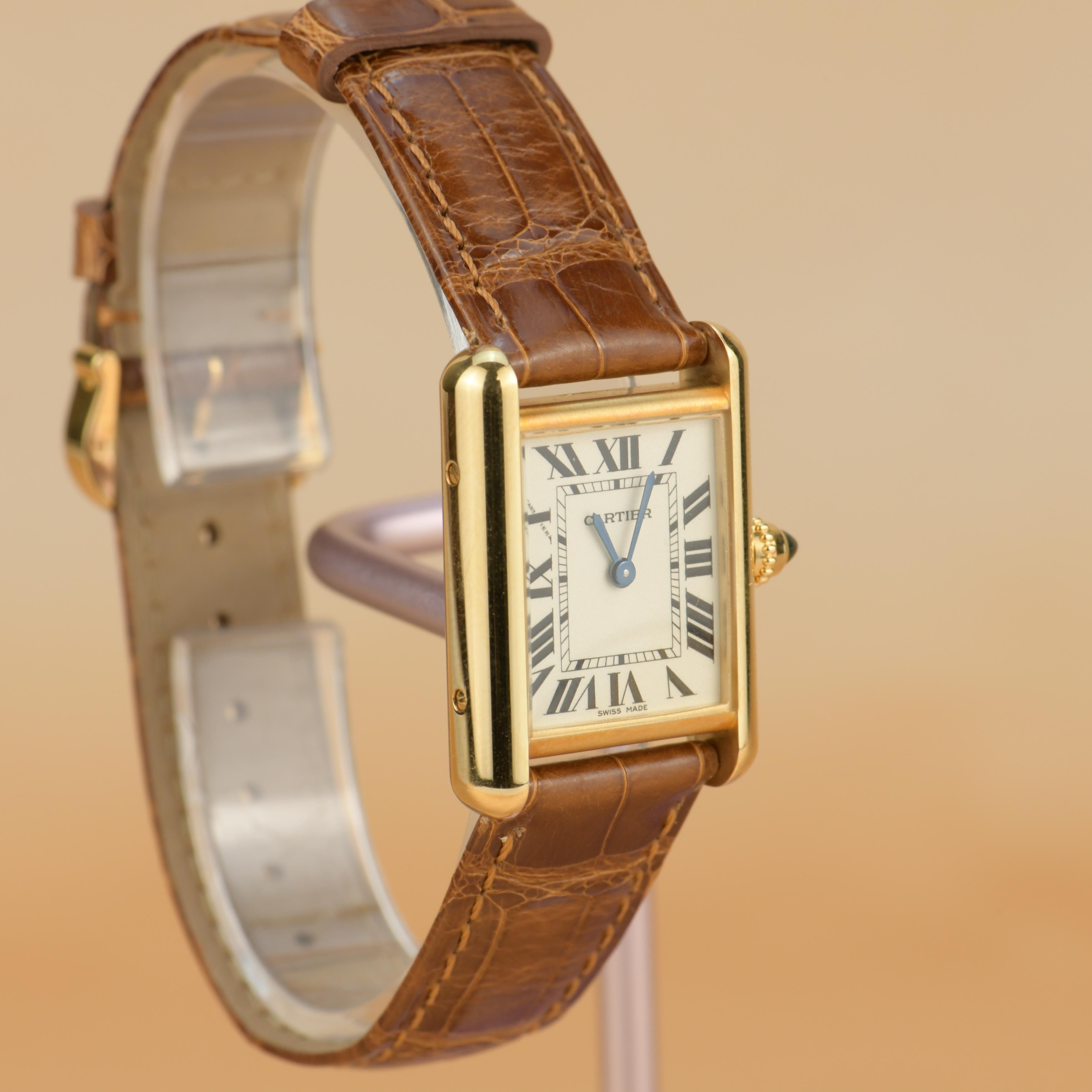 Brand New Cartier Tank Louis Small Model 18k Yellow Gold Watch W1529856 6