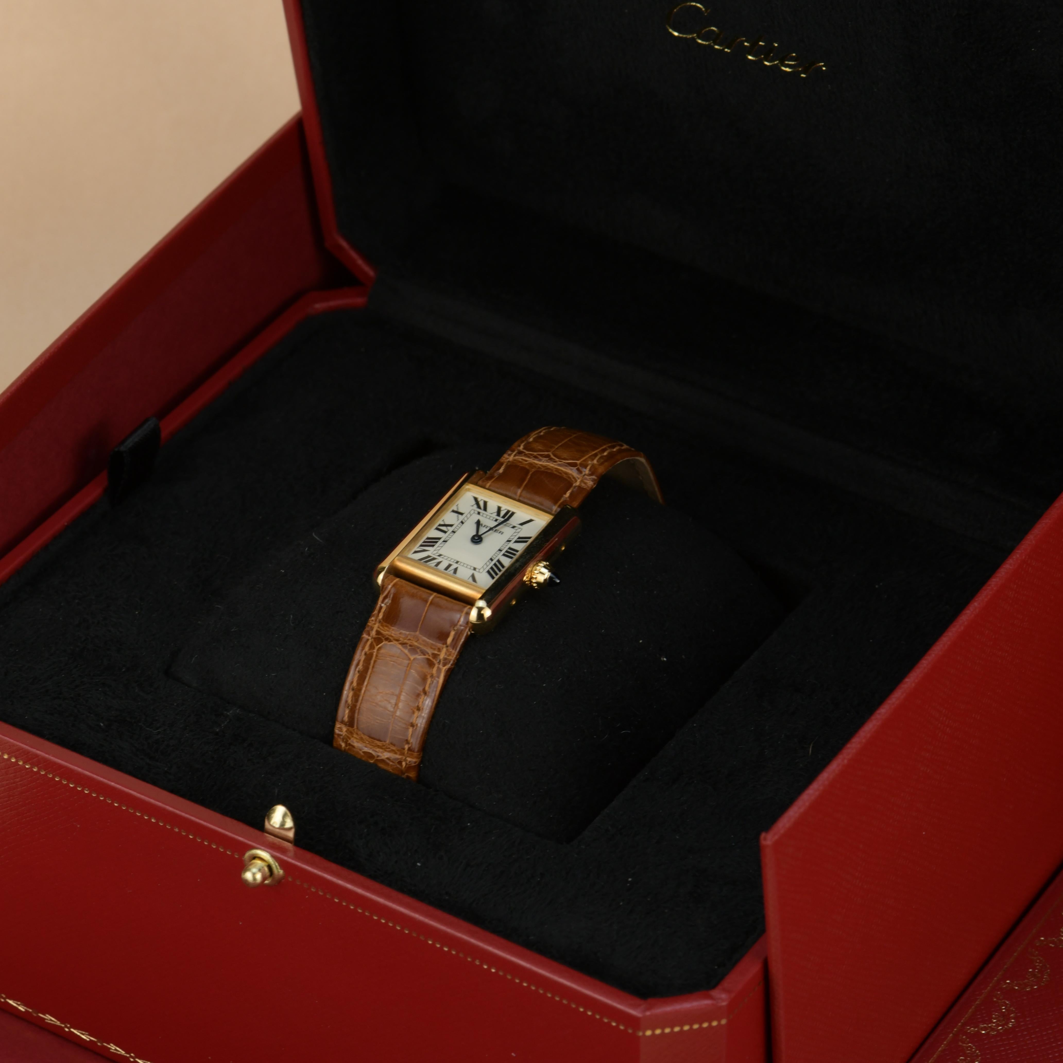 Brand New Cartier Tank Louis Small Model 18k Yellow Gold Watch W1529856 7