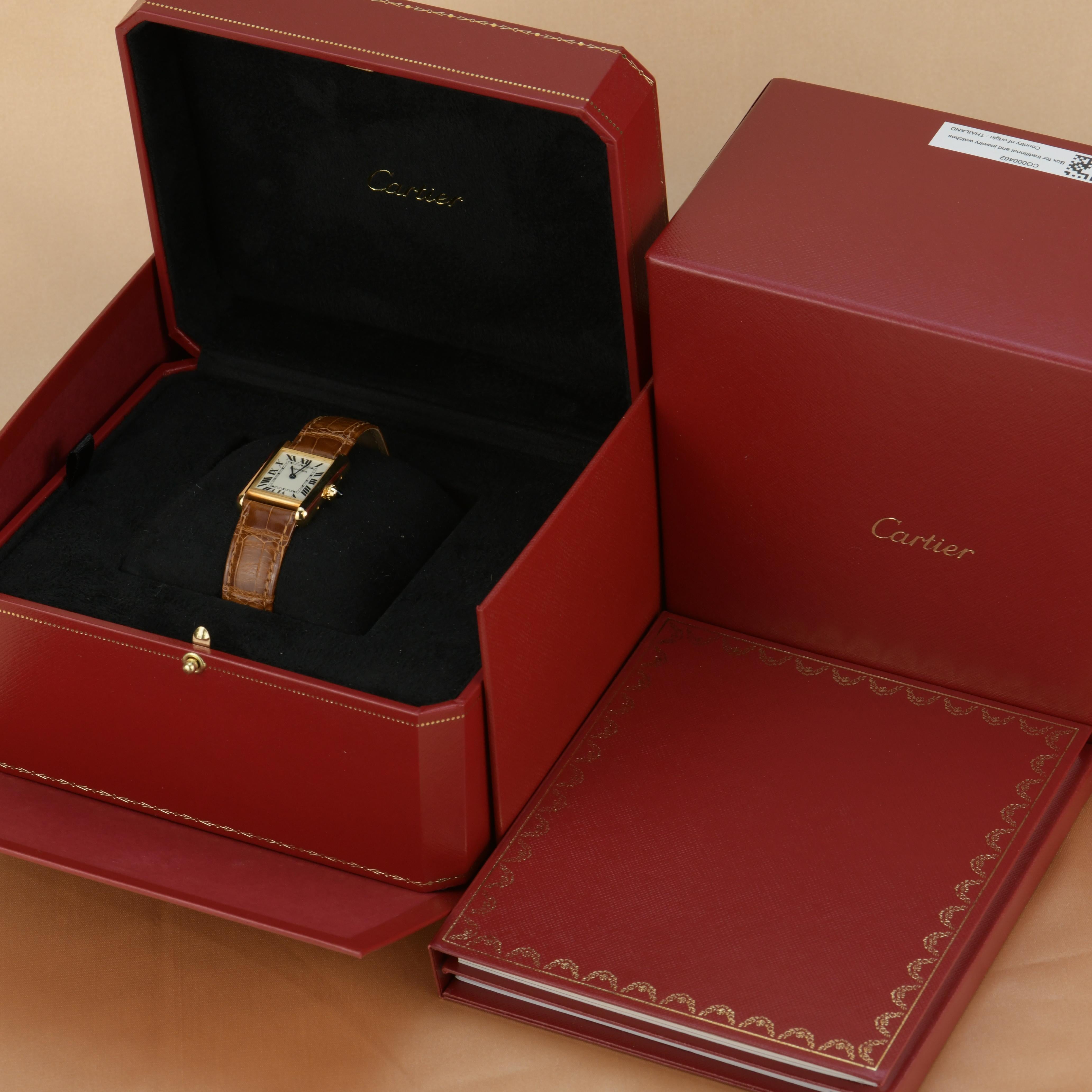 Cabochon Brand New Cartier Tank Louis Small Model 18k Yellow Gold Watch W1529856