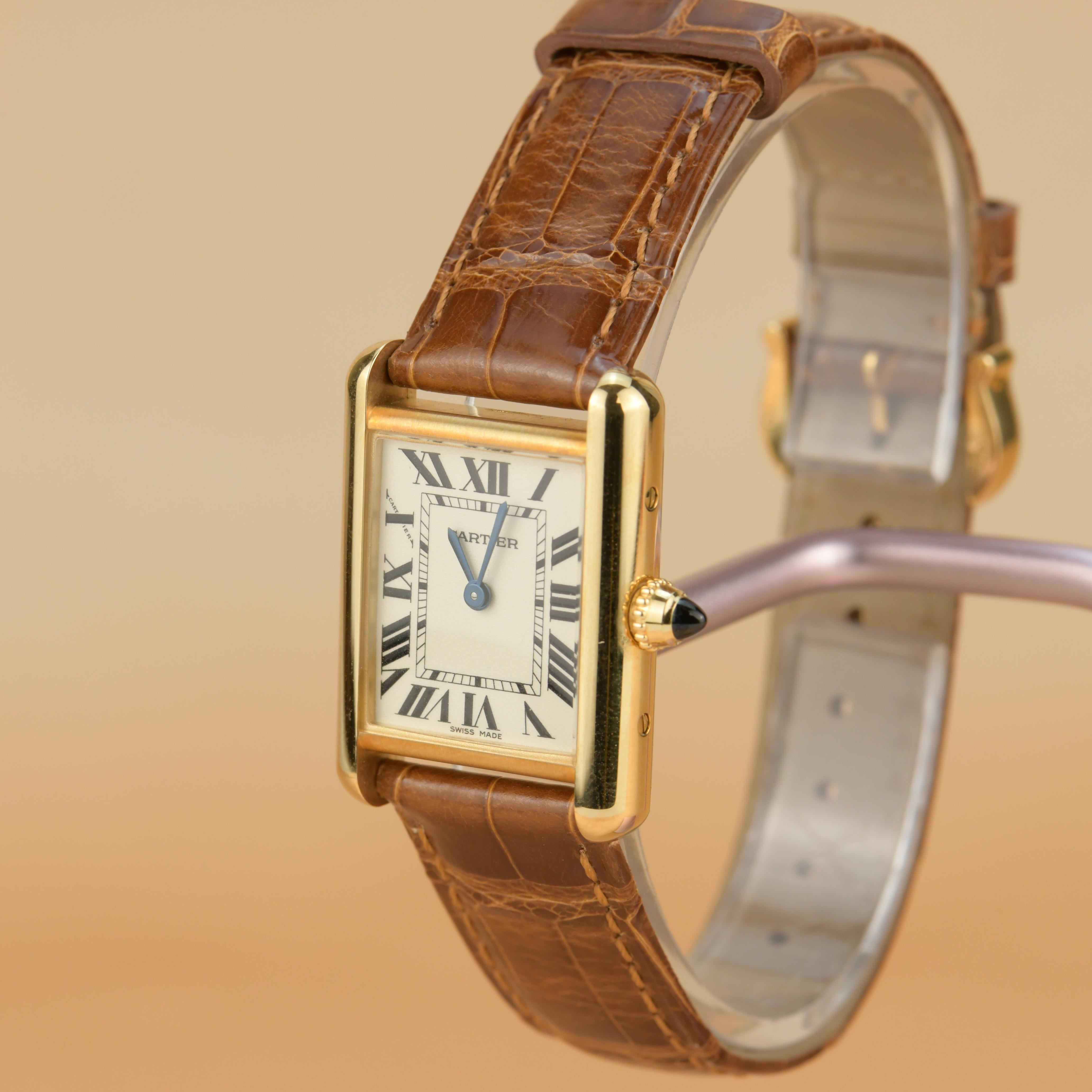 Brand New Cartier Tank Louis Small Model 18k Yellow Gold Watch W1529856 In New Condition In Banbury, GB