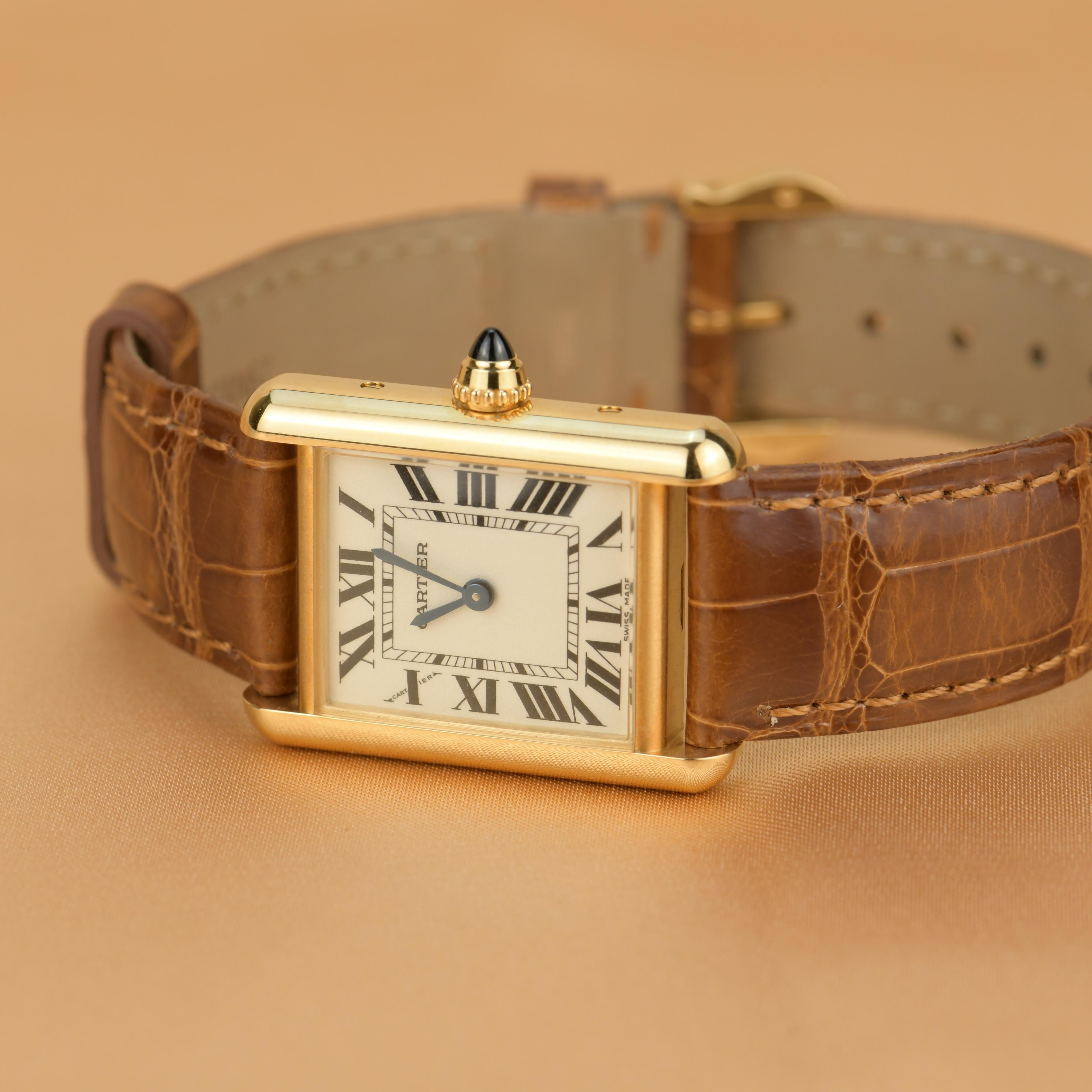 Brand New Cartier Tank Louis Small Model 18k Yellow Gold Watch W1529856 1