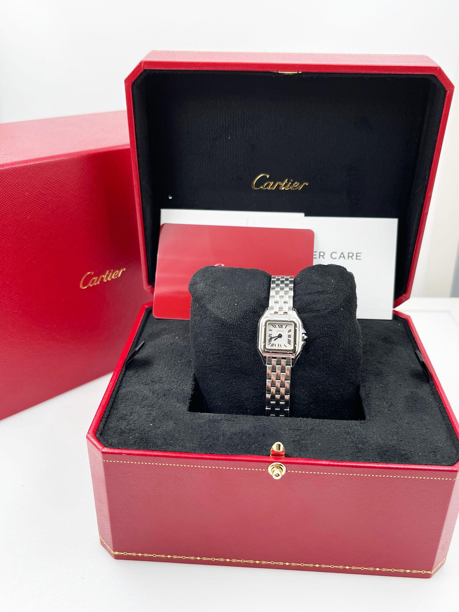 Brand New Cartier WSPN0019 Panthere de Cartier Mini Ladies Stainless Box Paper