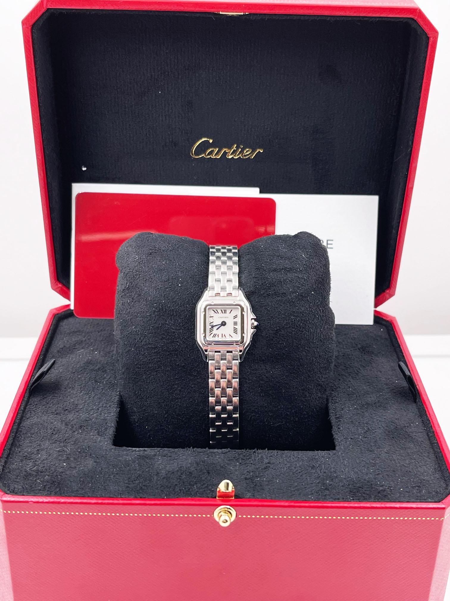 Brand New Cartier WSPN0019 Panthere de Cartier Mini Ladies Stainless Box  Paper For Sale at 1stDibs