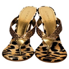 Brand New Casadei Gold Leopard Mules Heels Size 6