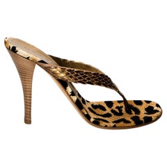 Brand New Casadei Gold Leopard Mules Heels Size 9