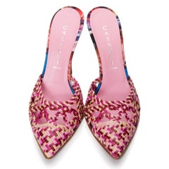 Brand New Casadei Pink Leather Woven Mules Heels Size 8