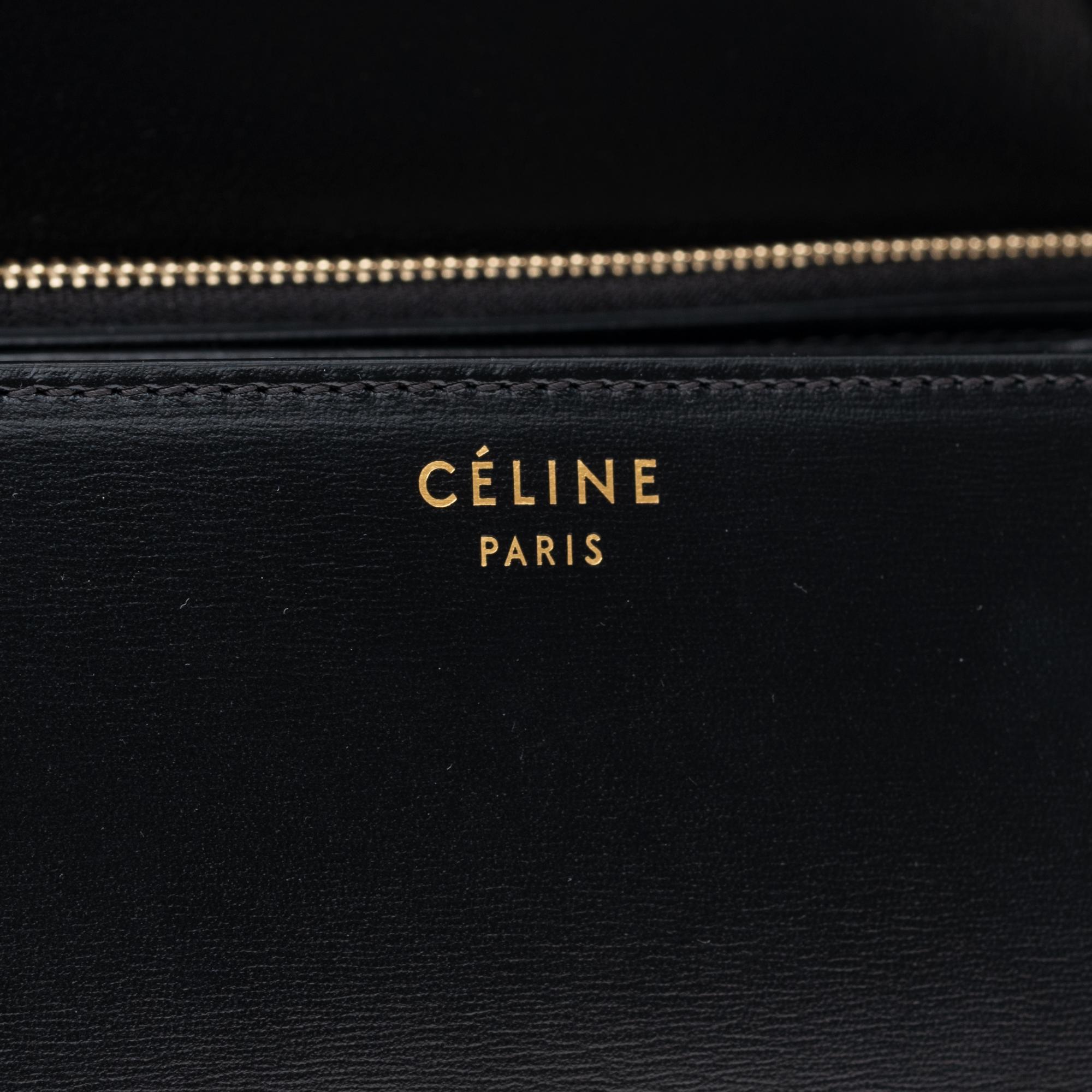 Black Brand New Céline Classic handbag with strap in black calfskin and gold hardware
